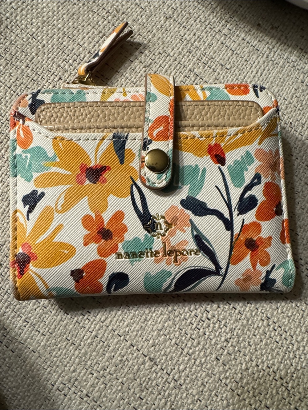 Nanette Lepore Floral Wallet in White, Yellow, Orange & Teal